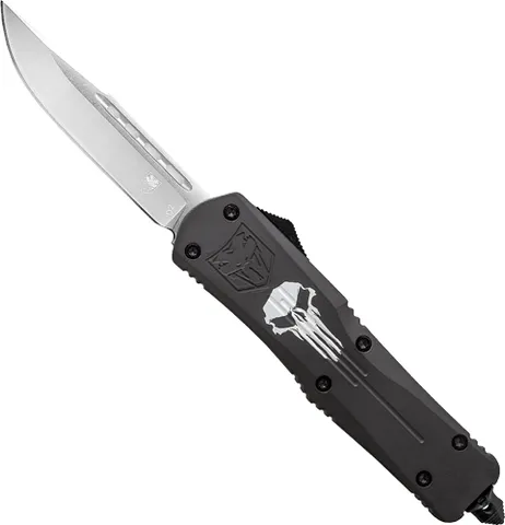CobraTec Knives COBRATEC LARGE FS3 OTF BLACK PUNISHER 3.5" D2 STEEL DRP PNT