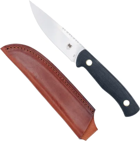 CobraTec Knives COBRATEC KOONSMAN 4" FIXED BLD BLACK D2 W/LEATHER SHEATH