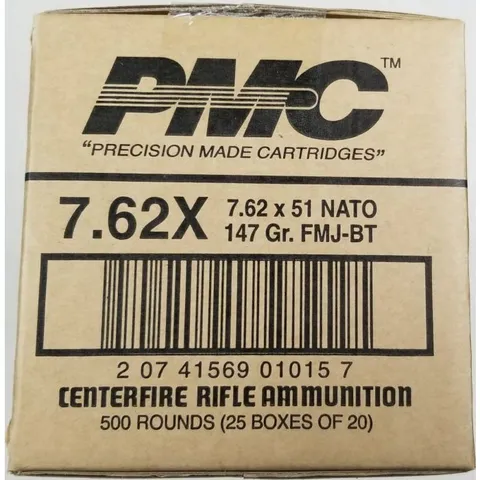 PMC PMC X-TAC 7.62NATO Rifle Ammo - 147 Grain | FMJ-BT | 500rd Case