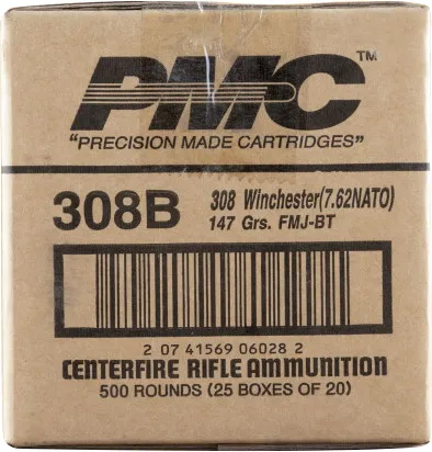 PMC PMC Bronze .308 Winchester Rifle Ammo - 147 Grain | FMJ-BT | 500rd Case