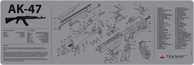 TekMat TEKMAT ARMORERS BENCH MAT 12"X36" AK-47 GREY