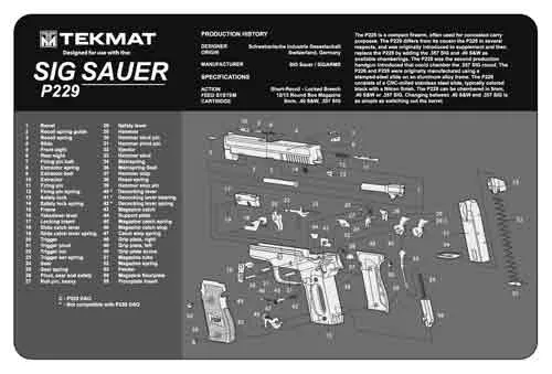 TekMat TEKMAT ARMORERS BENCH MAT 11"x17" SIG SAUER 229 PISTOL