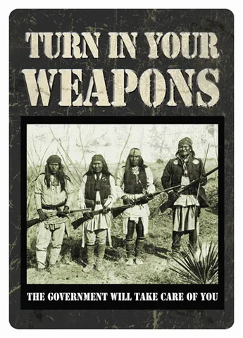 Rivers Edge RIVERS EDGE TIN SIGN 12"X17" "TURN IN YOUR WEAPONS"
