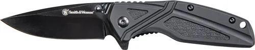 Smith & Wesson S&W KNIFE BLACK RUBBER 3" BLK OXIDE BLADE W/POCKET CLIP