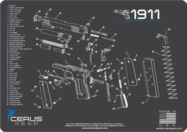 Cerus Gear CERUS GEAR 3MM PROMATS 12"X17" 1911 SCHEMATIC CHAR GRAY