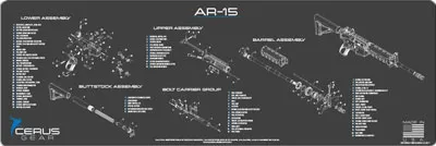 Cerus Gear CERUS GEAR 3MM PROMATS 12"X36" AR-15 SCHEMATIC CHAR GRAY