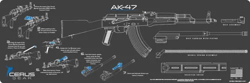 Cerus Gear CERUS GEAR 3MM PROMATS 12"X36" AK-47 INSTRUCTIONAL CHAR GRAY