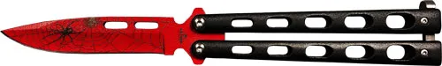 BEAR & SONS BEAR & SON BUTTERFLY KNIFE 3.58" WIDOW SERIES RED/BLK SPR