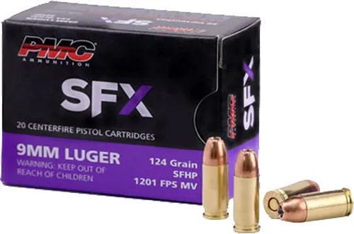 PMC PMC SFX 9mm Luger Handgun Ammo - 124 Grain | SFHP | 50rd Box