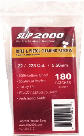 Slip 2000 SLIP 2000 CLEANING PATCHES 1" SQUARE .22 CALIBER 180-PACK