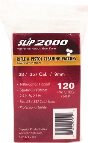Slip 2000 SLIP 2000 CLEANING PATCHES 2.5"SQ .38/357/40/9mm 120-PACK