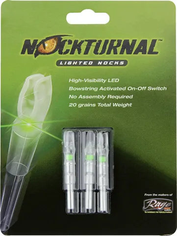 Nockturnal NOCKTURNAL LIGHTED NOCK G-SERIES GREEN 3/PACK