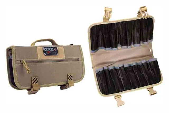 G*Outdoors GPS MAGAZINE STORAGE CASE HOLDS 16-PISTOL MAGS TAN