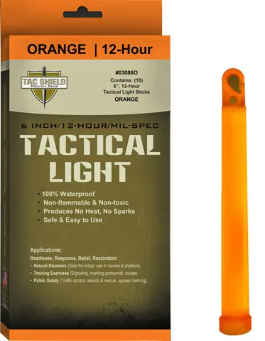 Tac Shield TAC SHIELD TACTICAL LIGHT STICK 12 HOUR 6" ORANGE 10PK