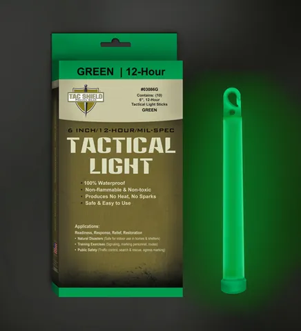 Tac Shield TAC SHIELD TACTICAL LIGHT STICK 12 HOUR 6" GREEN 10PK