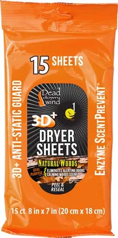 Dead Down Wind DDW DRYER SHEETS E1 3D+ NATURAL WOODS 15CT