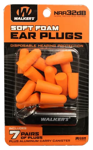 Walkers Game Ear WALKER'S 7PK ORG FOAM PLUG W/CASE